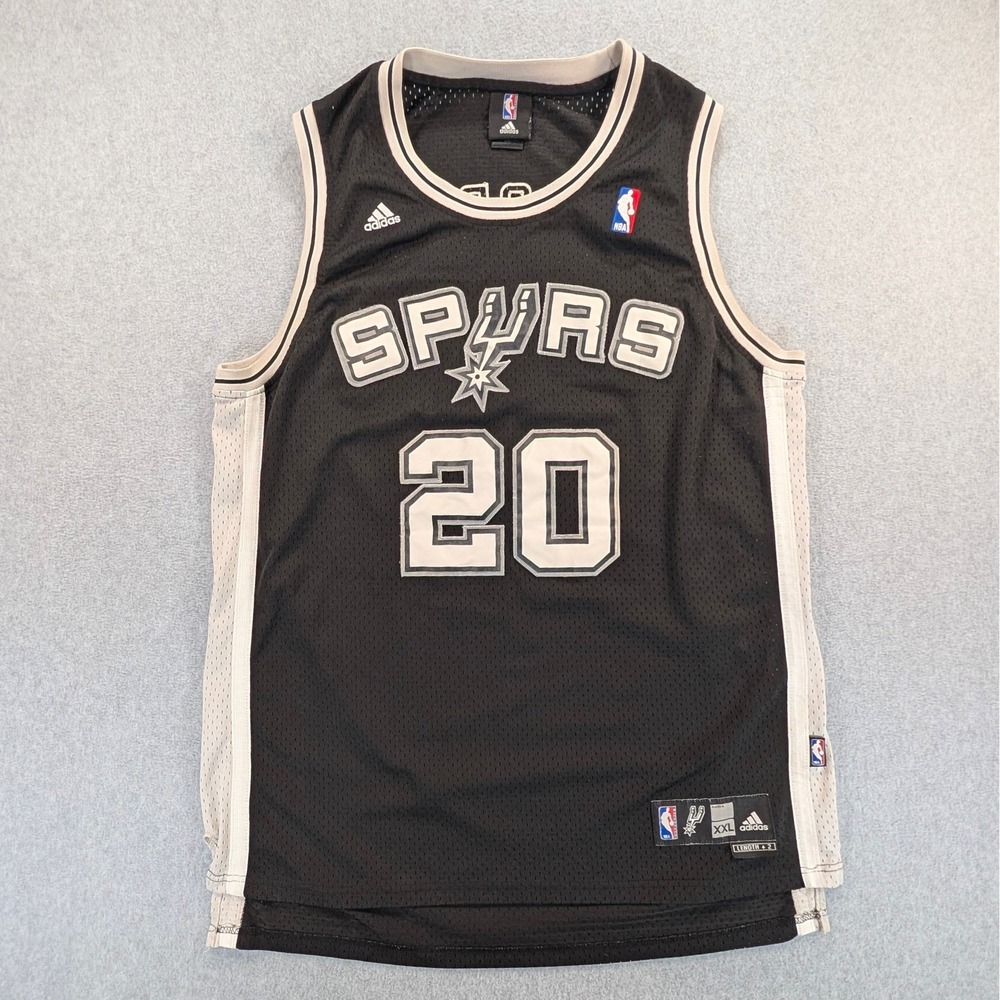Adidas San Antonio Spurs Manu Ginobili #20 NBA Jersey Mens XXL Black Length +2